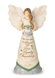 Irish Blessing by Elements - 6.5" Angel with Claddagh