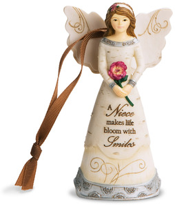 Niece by Elements - 4.5" Angel Holding Flower Ornament