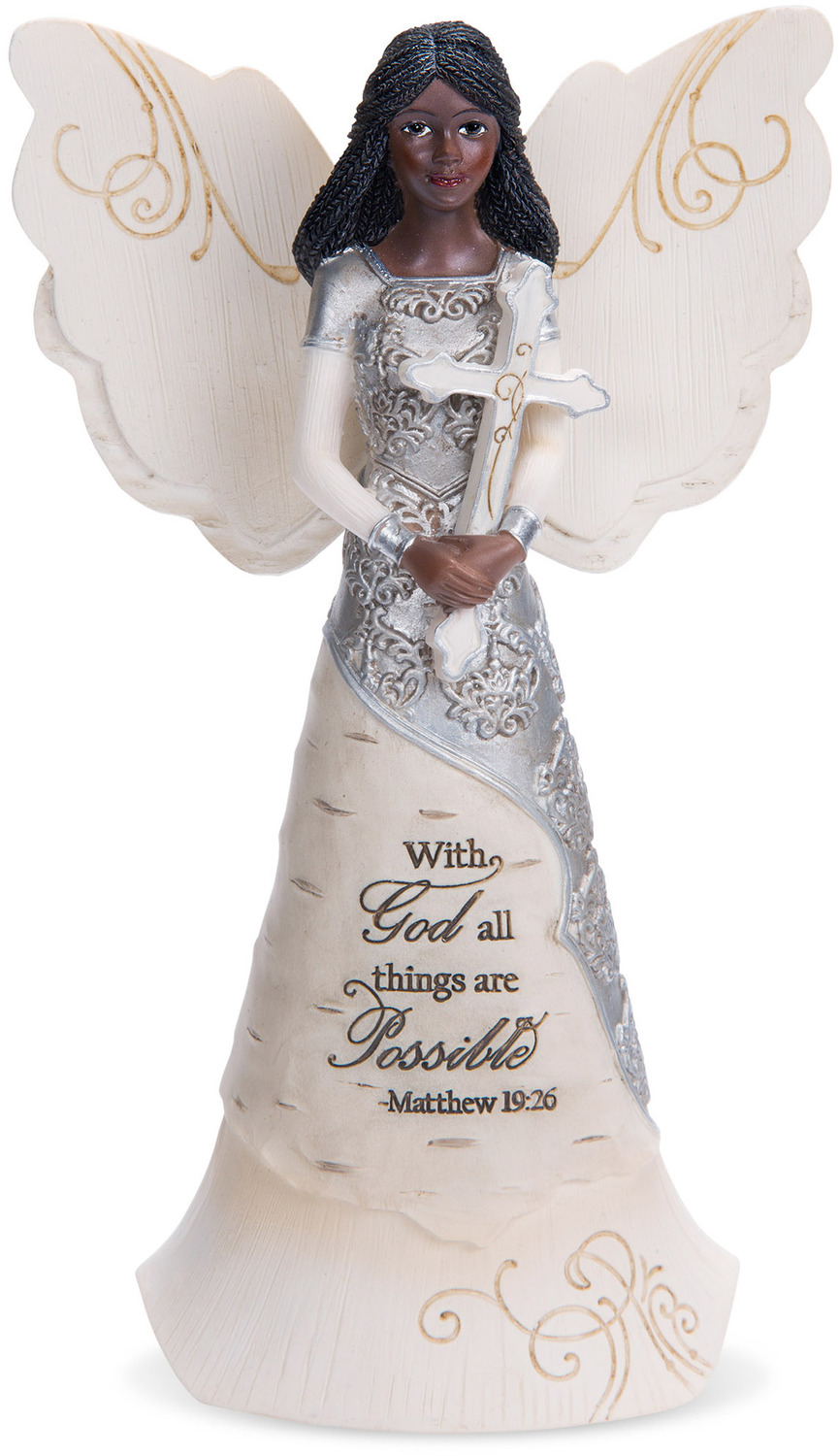 With God by Elements - With God - 6.5" EBN Angel with Cross