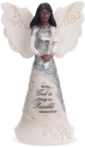 With God by Elements - 6.5" EBN Angel with Cross