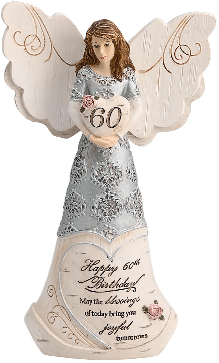 60th Birthday by Elements - 60th Birthday - 6" Angel Holding 60th Heart