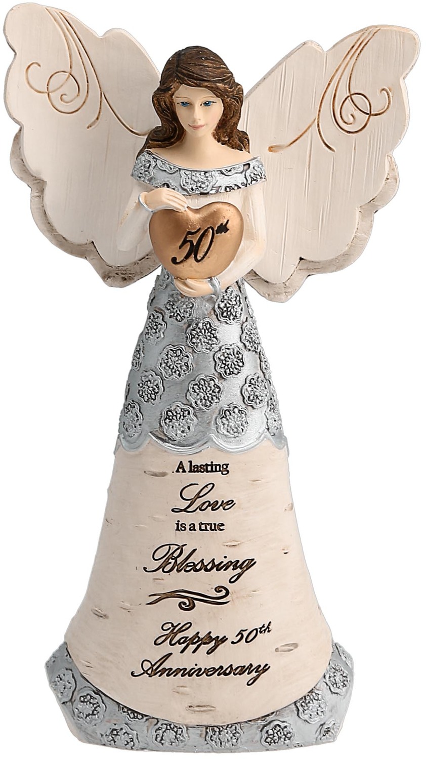 50th Anniversary by Elements - 50th Anniversary - 6" Angel Holding 50th Heart