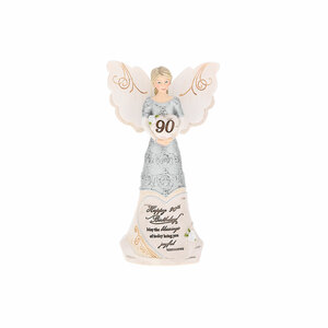 90th Birthday by Elements - 6" Angel Holding Heart