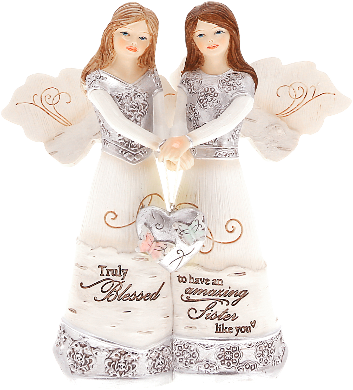 Sisters by Elements - Sisters - 5.5" Double Angels Holding Heart