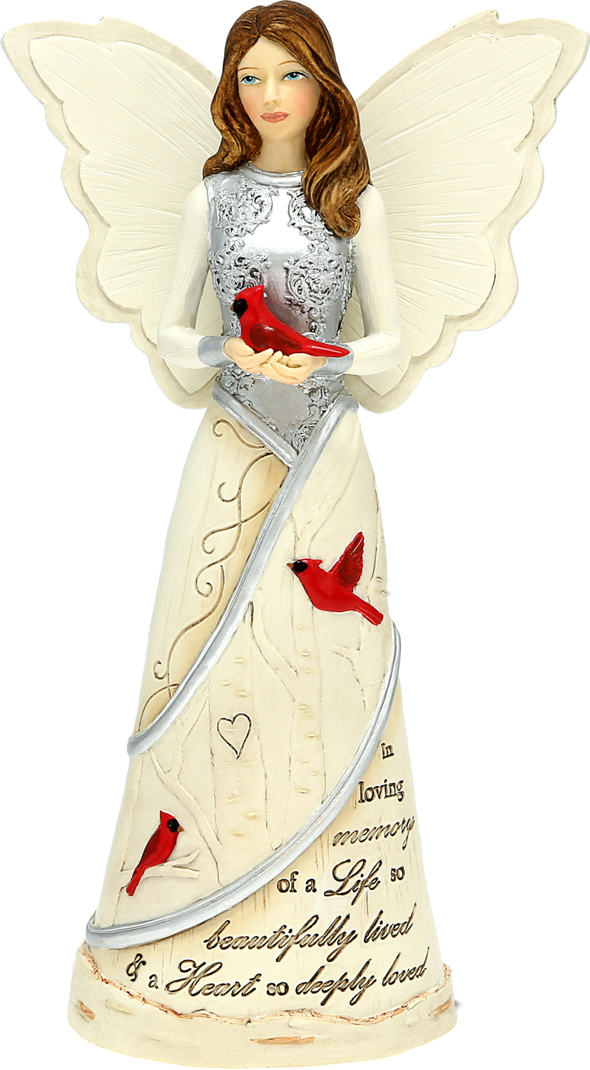 In Loving Memory by Elements - In Loving Memory - 7.5" Angel with Cardinals