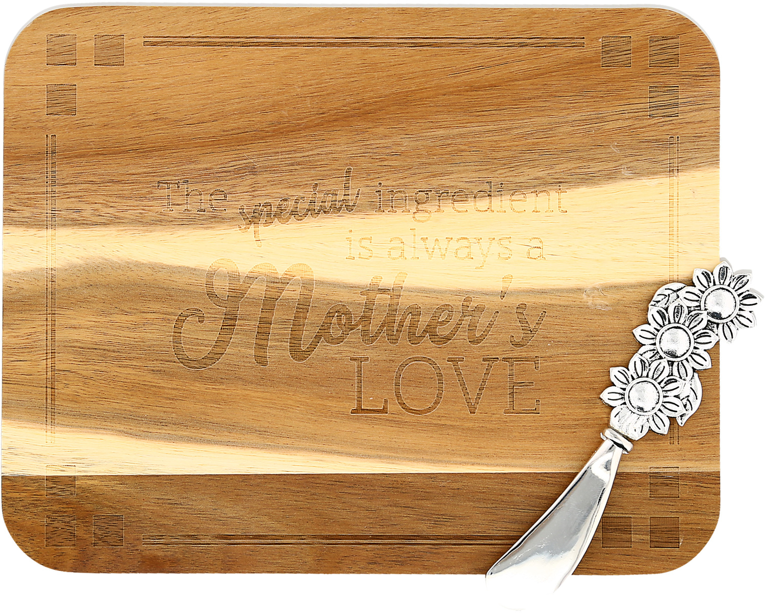Mother's Love by Farmhouse Family - Mother's Love - 9" x 7" Acacia Serving Board with Spreader