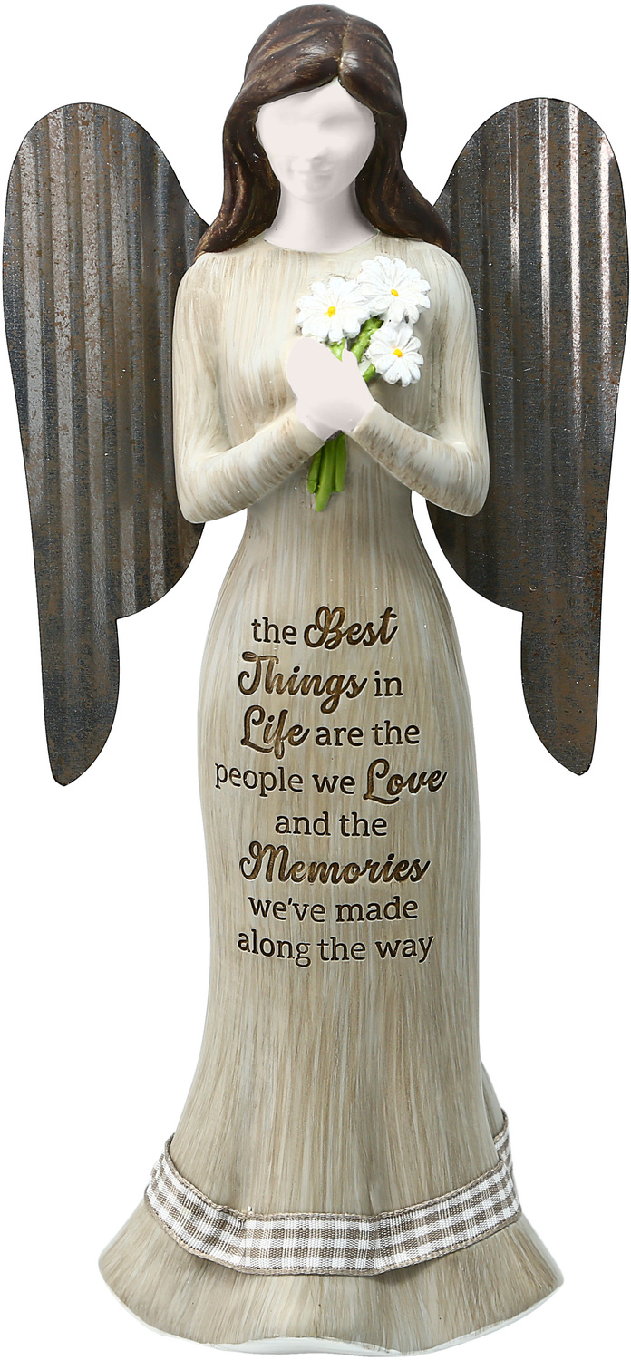 Best Things by Farmhouse Family - Best Things - 9" Angel Holding Flowers 