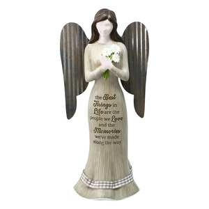 Best Things by Farmhouse Family - 9" Angel Holding Flowers 