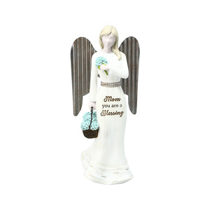 Mom by Farmhouse Family - 7.5" Angel with Basket of Flowers
