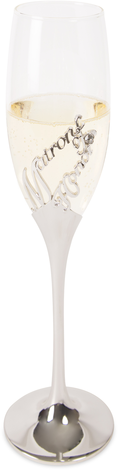 Matron of Honor by Glorious Occasions - Matron of Honor - 8 oz Champagne Flute with Zinc Stem