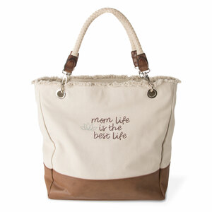 Best Life by Mom Life - 18" x 15" x 6.75" Large Canvas Tote Bag