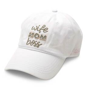 Wife Mom Boss by Mom Life - White Adjustable Hat