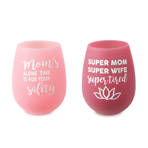 Super Mom by Mom Life - 13 oz Silicone Wine Glasses
(Set of 2)