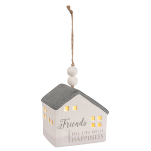 Friends by Love Lives Here - 3.75" LED Lit Hanging Porcelain House
