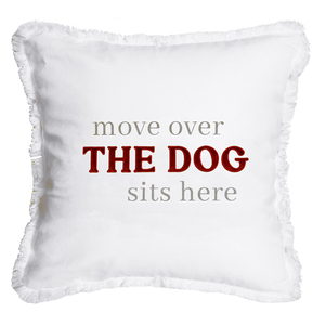 Dog Sits Here by Tossing Words Around - 18" Throw Pillow Cover