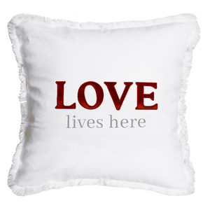 Love Lives Here by Tossing Words Around - 18" Throw Pillow Cover