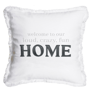 Crazy Fun Home by Tossing Words Around - 18" Throw Pillow Cover