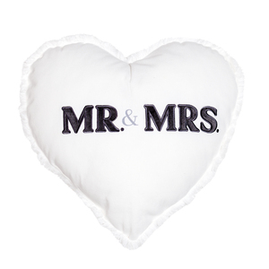 Mr. & Mrs. by Tossing Words Around - 18" Heart Pillow