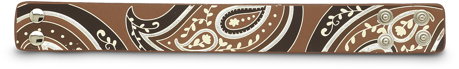 Brown & Silver Paisley by LAYLA - Brown & Silver Paisley - 8.75" Leather Bracelet