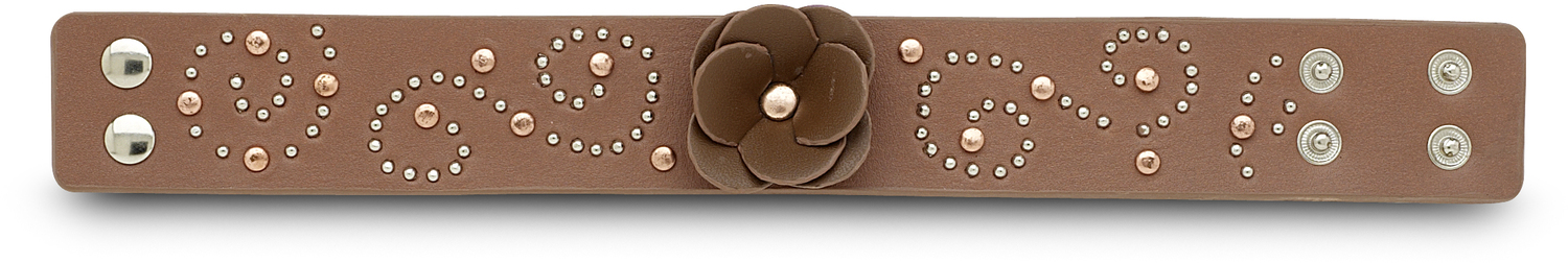 Brown Studded Flower by LAYLA - Brown Studded Flower - 8.75" Leather Bracelet