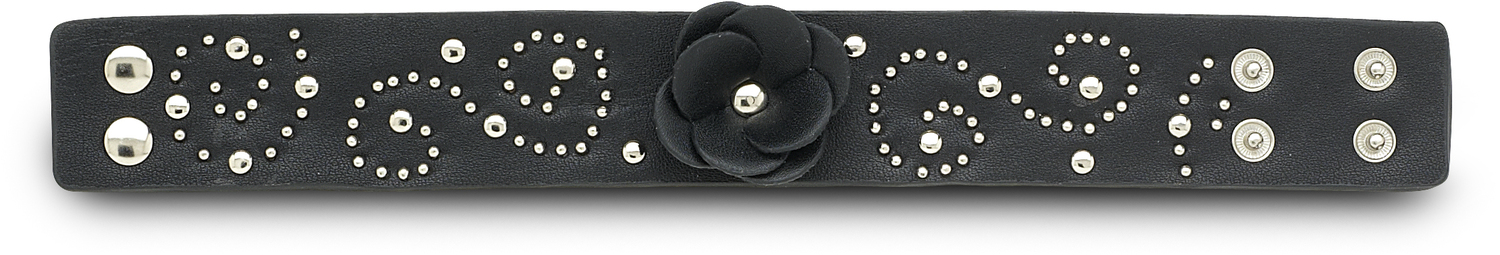 Black Studded Flower by LAYLA - Black Studded Flower - 8.75" Leather Bracelet
