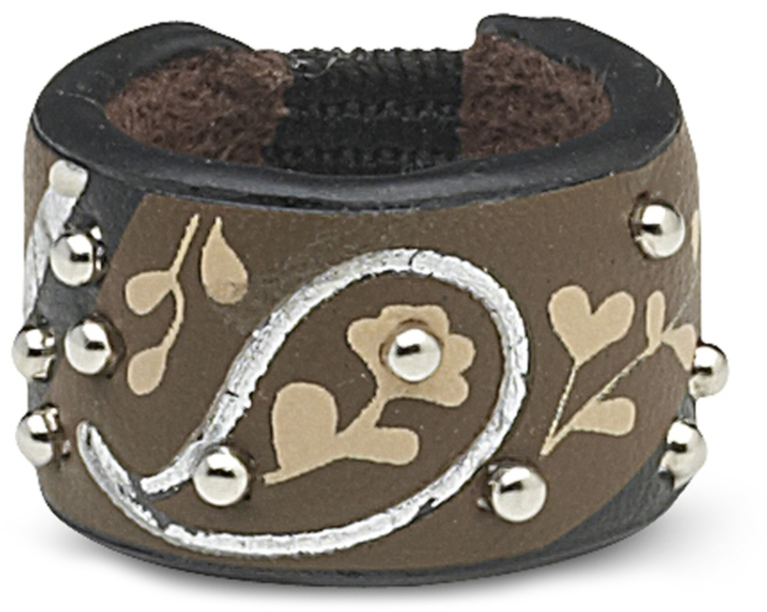Brown & Silver Paisley by LAYLA - Brown & Silver Paisley - Leather Ring