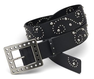 Black Swirl Belt by LAYLA - 43" Leather & Stud