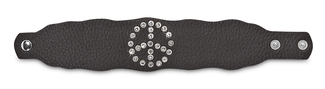 Peace Bracelet by LAYLA - 8.5" Dark Brwn Leather & Gem