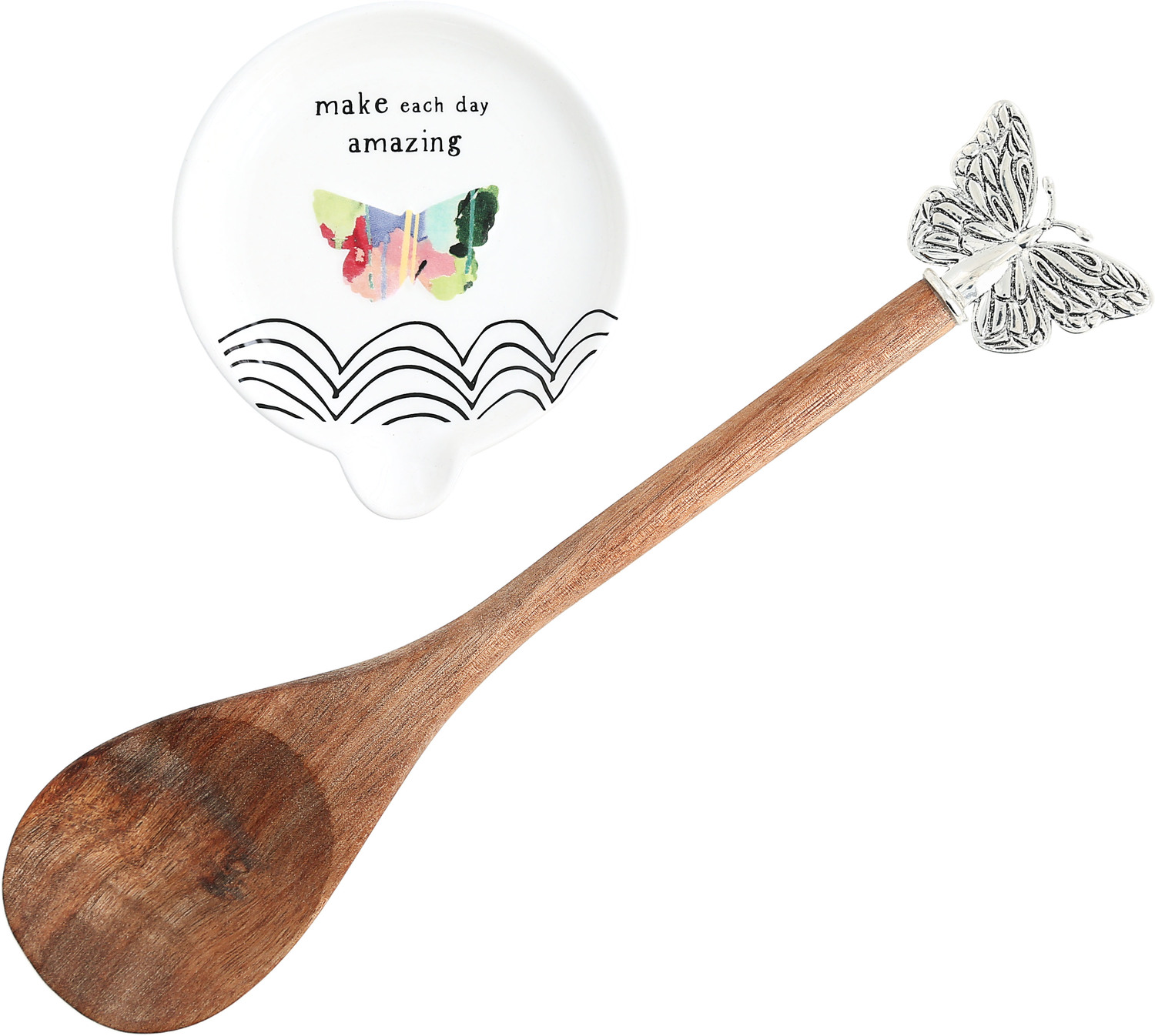 Amazing by Celebrating You - Amazing - 4" Spoon Rest with Decorative Bamboo Spoon