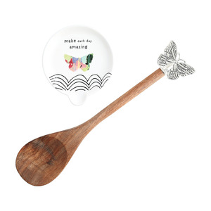 Amazing by Celebrating You - 4" Spoon Rest with Decorative Bamboo Spoon