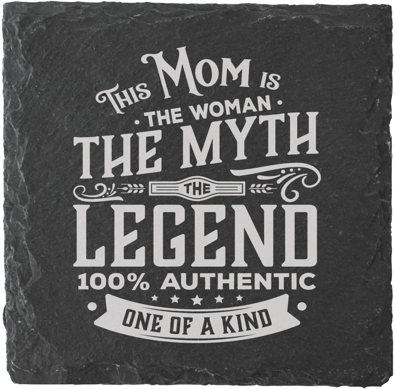 Mom by Legends of this World - Mom - 4" Slate Coaster