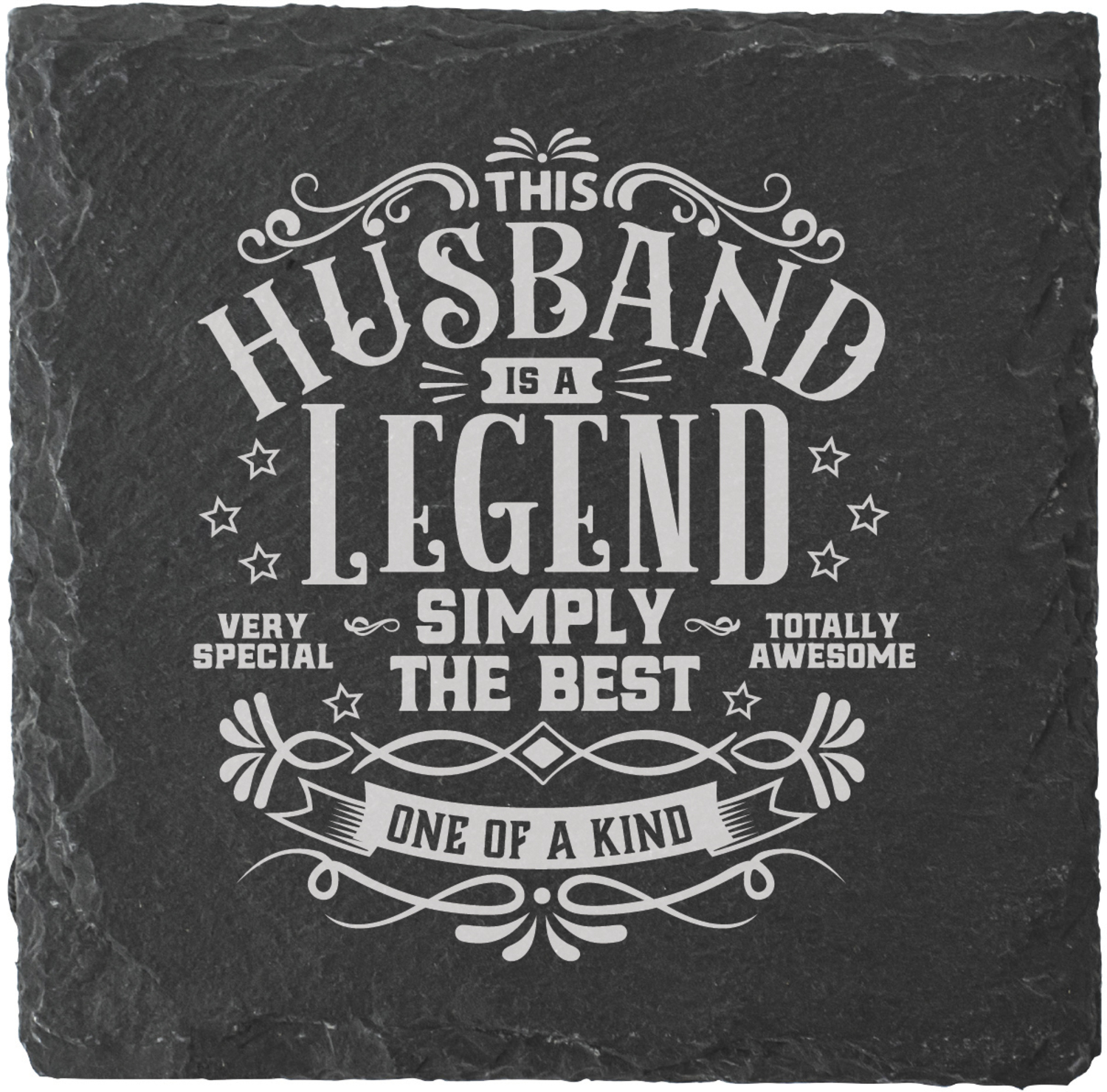 Husband by Legends of this World - Husband - 4" Slate Coaster