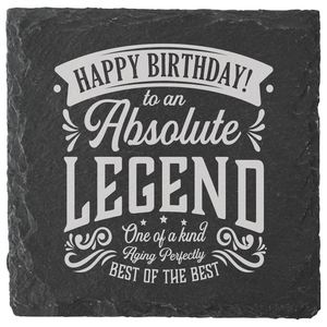 Birthday by Legends of this World - 4" Slate Coaster