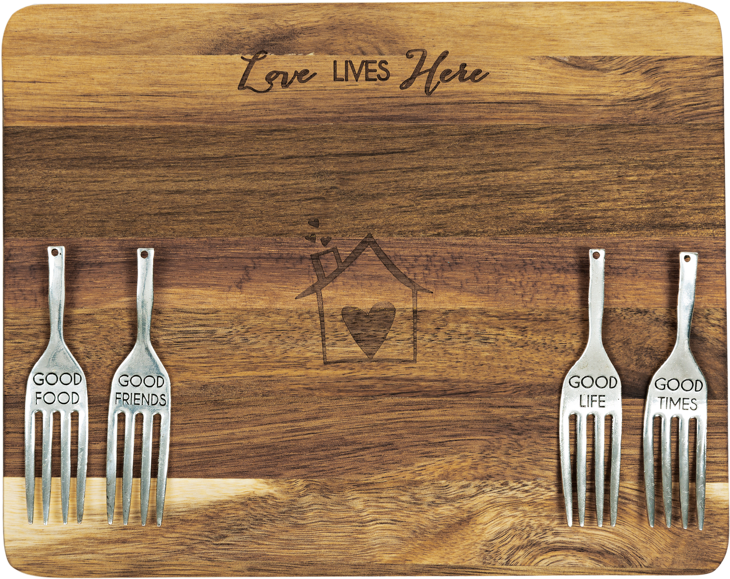 Love Lives Here by Hostess with the Mostess - Love Lives Here - 9" Acacia Cheese/Bread Board Set