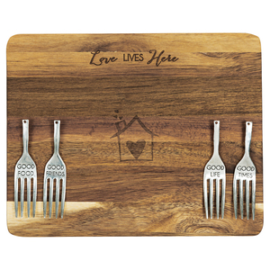 Love Lives Here by Hostess with the Mostess - 9" Acacia Cheese/Bread Board Set