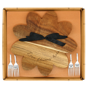 Floral Love by Hostess with the Mostess - 10" Acacia Cheese/Bread Board Set