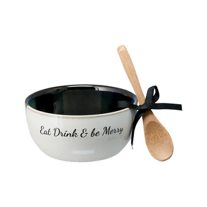 Eat & Drink by Hostess with the Mostess - 4.5" Ceramic Bowl with Bamboo Spoon