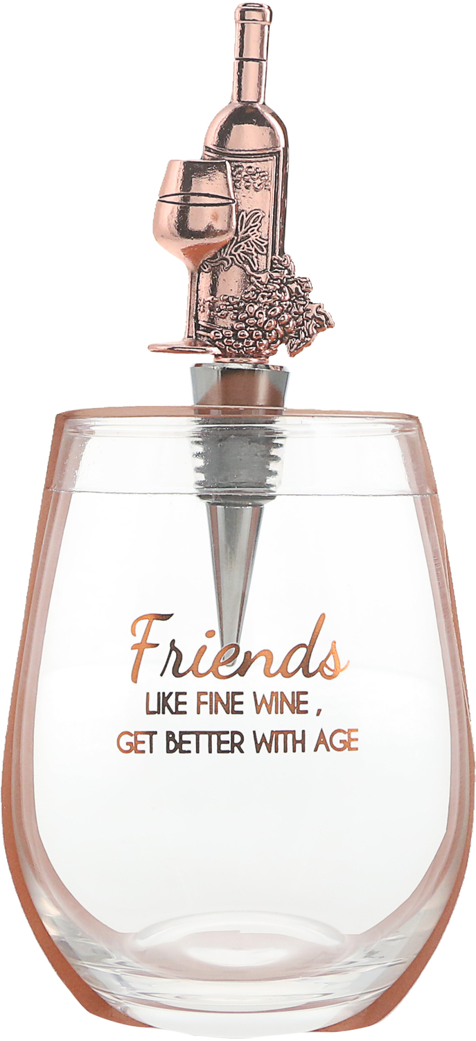 Friends by Hostess with the Mostess - Friends - Bottle Stopper and 20 oz Stemless Gift Set