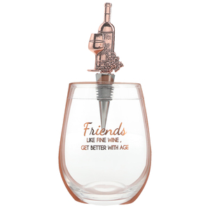 Friends by Hostess with the Mostess - Bottle Stopper and 20 oz Stemless Gift Set
