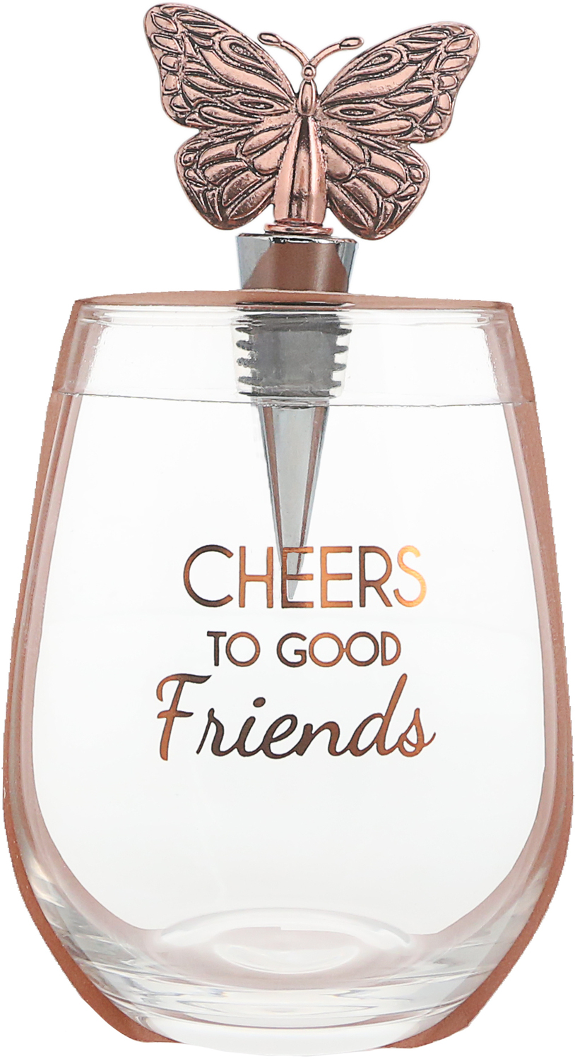 Good Friends by Hostess with the Mostess - Good Friends - Bottle Stopper and 20 oz Stemless Gift Set