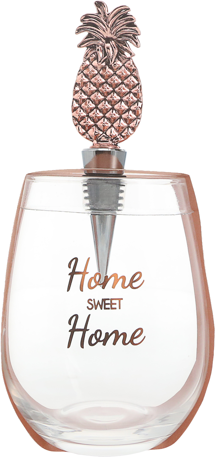 Home Sweet Home by Hostess with the Mostess - Home Sweet Home - Bottle Stopper and 20 oz Stemless Gift Set