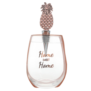 Home Sweet Home by Hostess with the Mostess - Bottle Stopper and 20 oz Stemless Gift Set