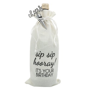 Sip Sip Hooray by Hostess with the Mostess - 13" Wine Gift Bag Set