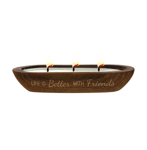Friends by Hostess with the Mostess - 9 oz - 100% Soy Wax Decorative Wooden Dough Bowl Candle Scent: White Jasmine