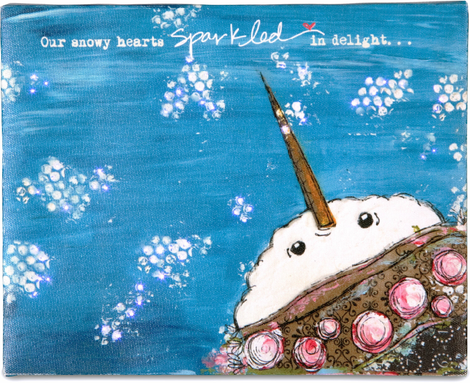 Snowy Hearts by Light Hearts - <em>Hearts</em> - Snowman Fiber Optic Plaque/Wall Art -