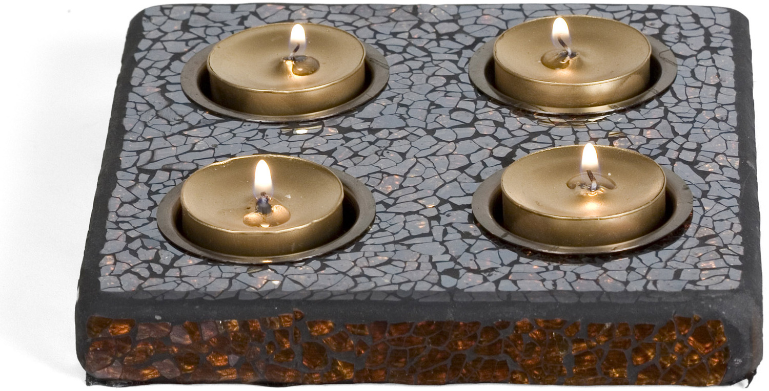 Mosaic by Fragments - Mosaic - 6.25" Square Tealight Tray (4 Piece)