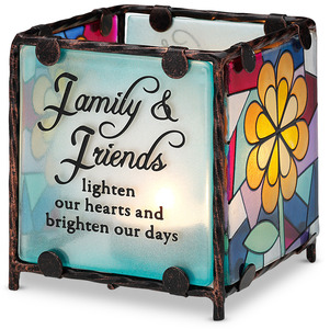Family & Friends by Shine on Me - 3" x 3" Glass Candle Holder