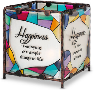 Happiness by Shine on Me - 4" x 4" Glass Candle Holder