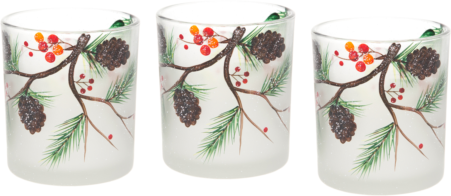 Pine Cones with Berries by Candle Decor - Pine Cones with Berries - 3 Assorted Votive Holders