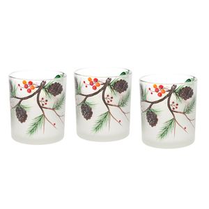 Pine Cones with Berries by Candle Decor - 3 Assorted Votive Holders